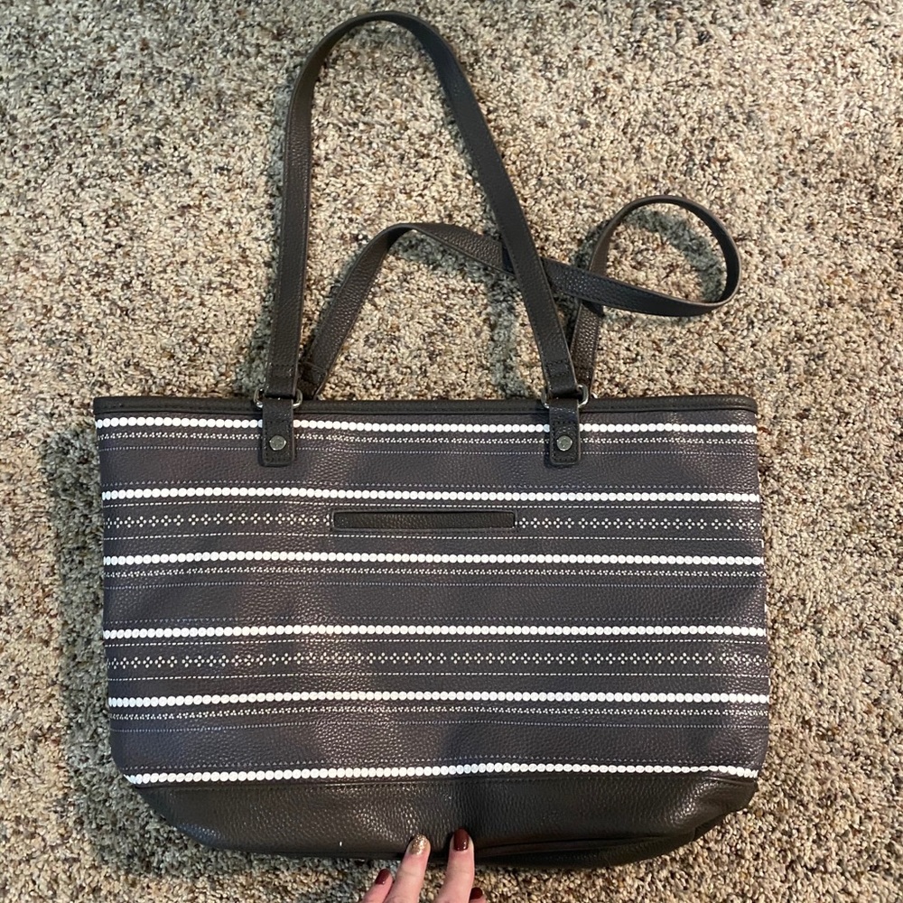 Striped shoulder purse